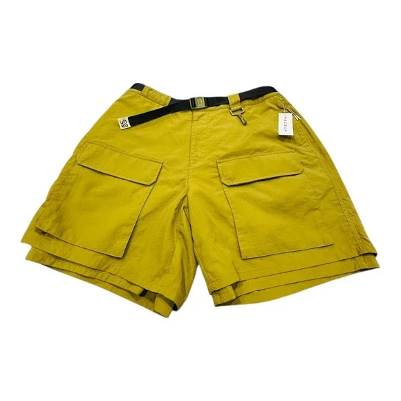 RCOS Outdoor Supply Cargo Shorts Men's Size 32 Green Belted Multi Pocket Nylon